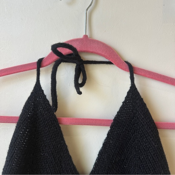 Black Knit Halter Top with Red Mushrooms - Picture 5 of 6